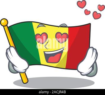 Falling In Love Happy carino bandiera mali cartoon design Illustrazione Vettoriale