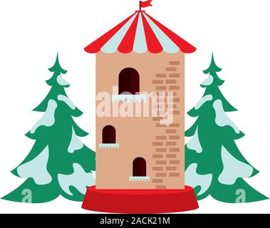 Castle Tower Building park icona infantile Illustrazione Vettoriale