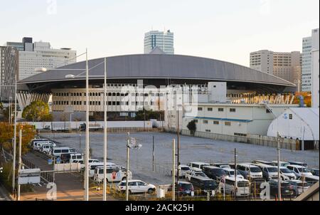 Tokyo, Giappone. 30 Novembre, 2019. L'Ariake Tennis Park e il Colosseo si possono vedere nei pressi del centro di ginnastica è situato nella parte settentrionale di Tokyo's Ariake quartiere dove l'Olympic/ Villaggio Paralimpico Internazionale e Centro di diffusione e il principale centro stampa sarà inoltre situato nelle vicinanze. Durante il Tokyo 2020 giochi. Foto scattata sul dicembre 01, 2019. Foto di: Ramiro Agustin Vargas Tabares Credito: Ramiro Agustin Vargas Tabares/ZUMA filo/Alamy Live News Foto Stock