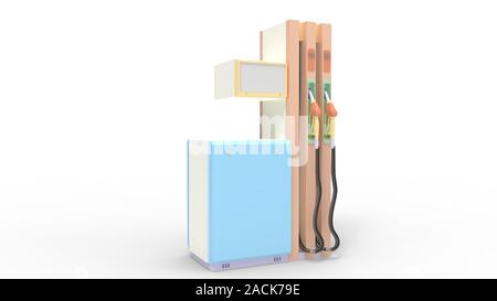 3D rendering di una stazione di benzina della pompa in isolati di sfondo per studio Foto Stock