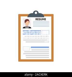 Riprendere il modello di curriculum vitae con foto e dettagli. Illustrazione Vettoriale