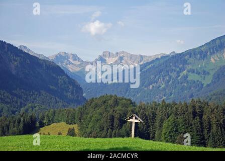 Feldkreuz con Hammerspitze, Oberstdorf, Oberallgäu, Baviera, Germania, Europa Campo Croce con punto di martello Foto Stock