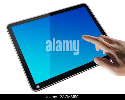 Alta dettagliato tablet pc su sfondo bianco, 3D render Foto Stock