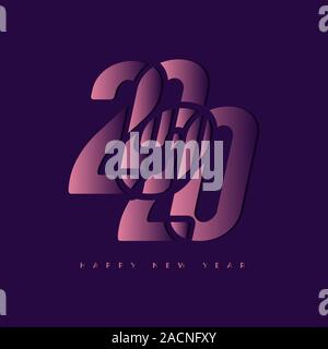 Felice Anno Nuovo 2020 Design di testo. Illustrazione Vettoriale