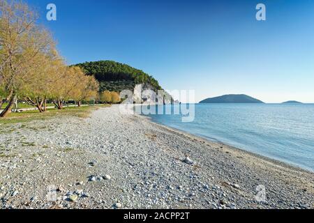 La spiaggia Hovolo di Skopelos Island, Grecia Foto Stock