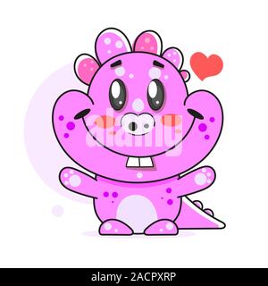 Cartoon carino Dino Design. Divertente personaggio dei fumetti. Modello di fauna selvatica. Il vettore grafico Illustrazione Vettoriale