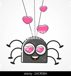 Carino e ragno webs su sfondo grigio vettore Illustrazione Vettoriale