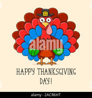 Illustrazione Di Felice ringraziamento Turchia biglietto di auguri Illustrazione Vettoriale