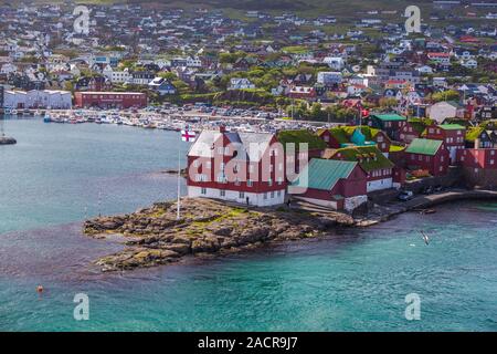 Tinganes a Torshavn, Isole Faerøer Foto Stock
