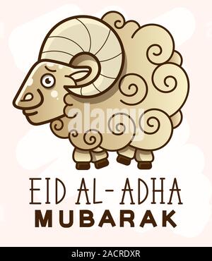 Illustrazione di Eid manoscritta Mubarak retro etichetta. Iscrizione composizione del santo musulmano al mese Illustrazione Vettoriale