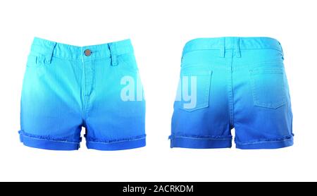 Donne jeans corti isolate. Anteriore e posteriore. Foto Stock