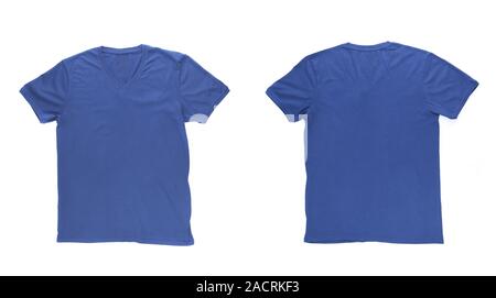 Uomini blu T-shirt. Anteriore e posteriore. Foto Stock