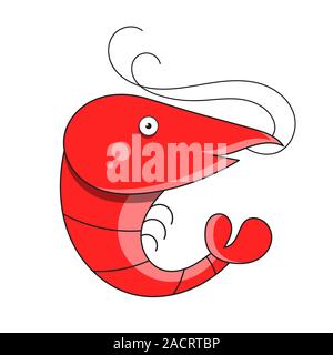 Gamberi con frutti di mare. Gamberi isolato su sfondo bianco. Logo. Gamberi. Eps 10. Vettore Illustrazione Vettoriale