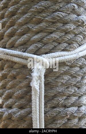 Linea come un cappio sullo sfondo della corda di canapa. Foto Stock