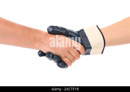 Hhandshake dei lavoratori e intellettuali. Foto Stock