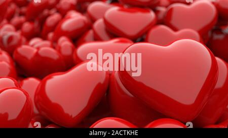 Lucido lucida Valentine cuori sfondo. Computer resi illustrazione Foto Stock