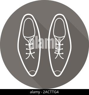 Scarpe uomo lineare piana lunga ombra icona. Linea del vettore simbolo Illustrazione Vettoriale
