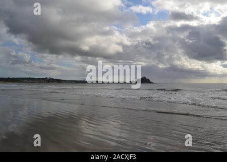 St Michaels mount con cani e gabbiani Foto Stock