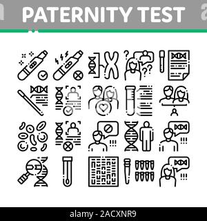 Test di paternità Dna raccolta di set di icone vettore Illustrazione Vettoriale
