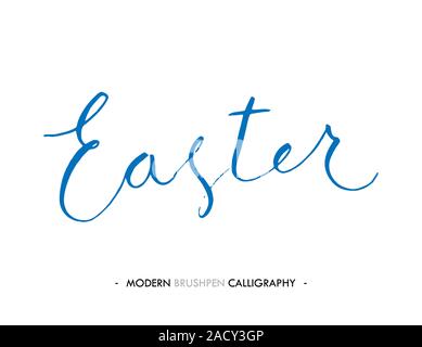 Felice Pasqua scritte scrivere con la penna a spazzola Foto Stock