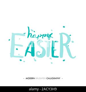 Felice Pasqua scritte scrivere con la penna a spazzola Foto Stock
