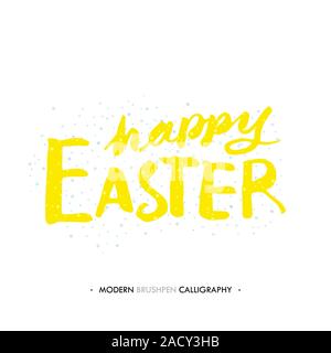 Felice Pasqua scritte scrivere con la penna a spazzola Foto Stock