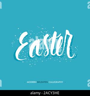 Felice Pasqua scritte scrivere con la penna a spazzola Foto Stock