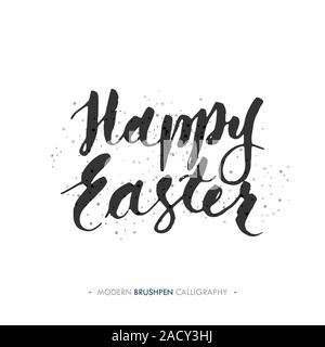 Felice Pasqua scritte scrivere con la penna a spazzola Foto Stock