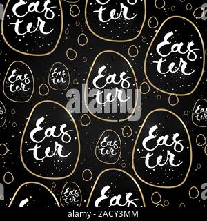 Felice Pasqua calligraphy scrivere con la penna a spazzola Foto Stock