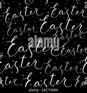 Felice Pasqua calligraphy scrivere con la penna a spazzola Foto Stock