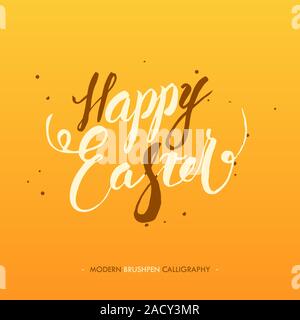 Felice Pasqua calligraphy scrivere con la penna a spazzola Foto Stock