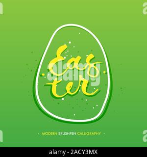 Felice Pasqua calligraphy scrivere con la penna a spazzola Foto Stock