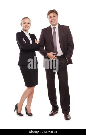 Immagine luminosa di un uomo e di una donna in abiti formali. Foto Stock