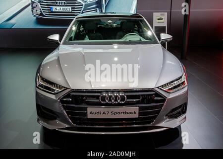 Bruxelles - Jan 10, 2018: Audi A7 Sportback auto esposti all Expo di Bruxelles Autosalon motor show. Foto Stock