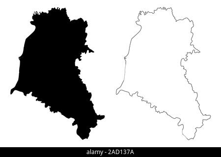 Fier County (Repubblica di Albania) mappa illustrazione vettoriale, scribble schizzo Fier mappa Illustrazione Vettoriale