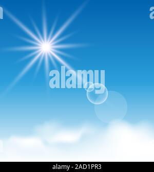 Blu cielo con la luce del sole e nuvole Foto Stock