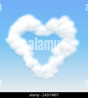 Immagine realistica del cuore a forma di nuvola in cielo blu. Foto Stock