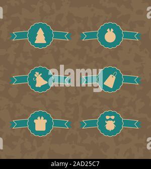 Impostare il natale decorazione etichette vintage, tutti per la progettazione Foto Stock