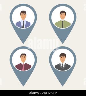 Set di tag etichetta frontale verticale gli utenti della rete sociale Foto Stock