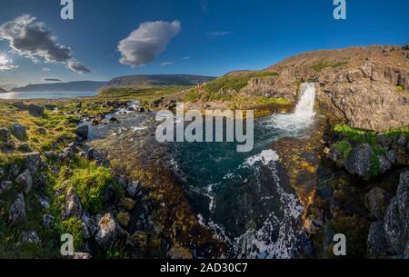 Cascata Dynjandi area, Westjfords, Islanda Foto Stock