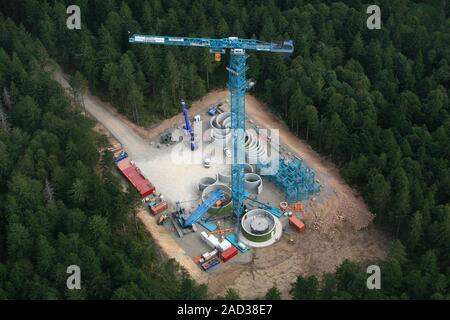 Costruzione di turbina eolica in Rohrkopf Gersbach nella Foresta Nera del sud Foto Stock