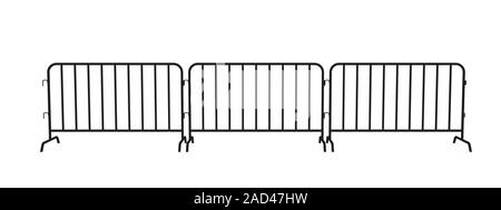 Urban portatile barriera in acciaio. Silhouette nera di un recinto di barriera su uno sfondo bianco. Illustrazione Vettoriale