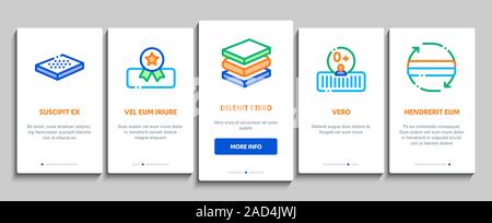 Materasso ortopedico di onboarding elementi set di icone vettore Illustrazione Vettoriale