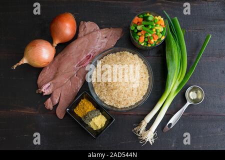 Nigeriano di riso fritto ingredienti Foto Stock