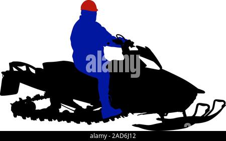 Silhouette motoslitta su sfondo bianco. Illustrazione Vettoriale. Illustrazione Vettoriale