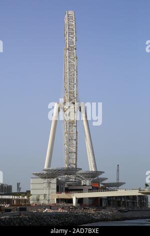 Dubai, UAE, sull isola Bluewaters più alte del mondo ruota panoramica con una altezza di 260 metri è in costruzione la Ain Dubai Foto Stock