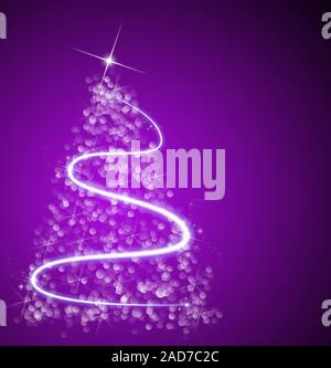 abstract christmas tree on a purple background Foto Stock