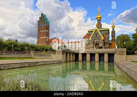 La cappella russa e torre di nozze Darmstadt Foto Stock