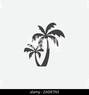 Palm tree silhouette vettore icona, Palm tree illustrazione vettoriale, albero di cocco icona illustrazione vettoriale, piatto semplice illustrazione vettoriale Illustrazione Vettoriale