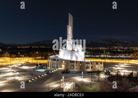 Northern lights cattedrale, Alta, Finnmark, Norvegia Foto Stock